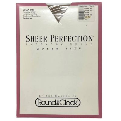 Sheer Perfection QUEEN SIZE 1X Pantyhose Nude Light Control Top Reinforced Toe